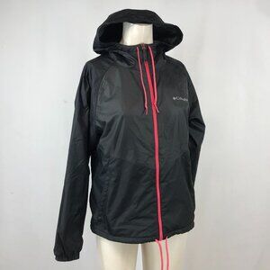 COLUMBIA ~ WOMENS SMALL ~ BLACK PINK HOODED FULL ZIP FLEECE LINED JACKET COAT